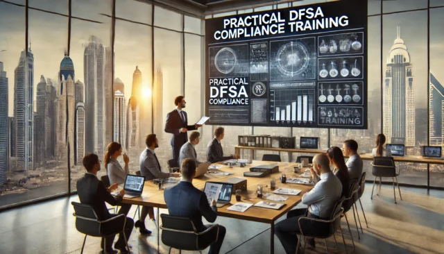 Training in Dubai on DFSA compliance using case studies with participants reviewing real-world scenarios.