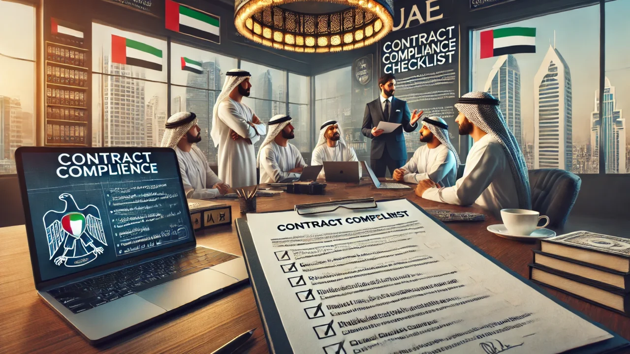 Contract compliance checklist for contractors. according to UAE Law
